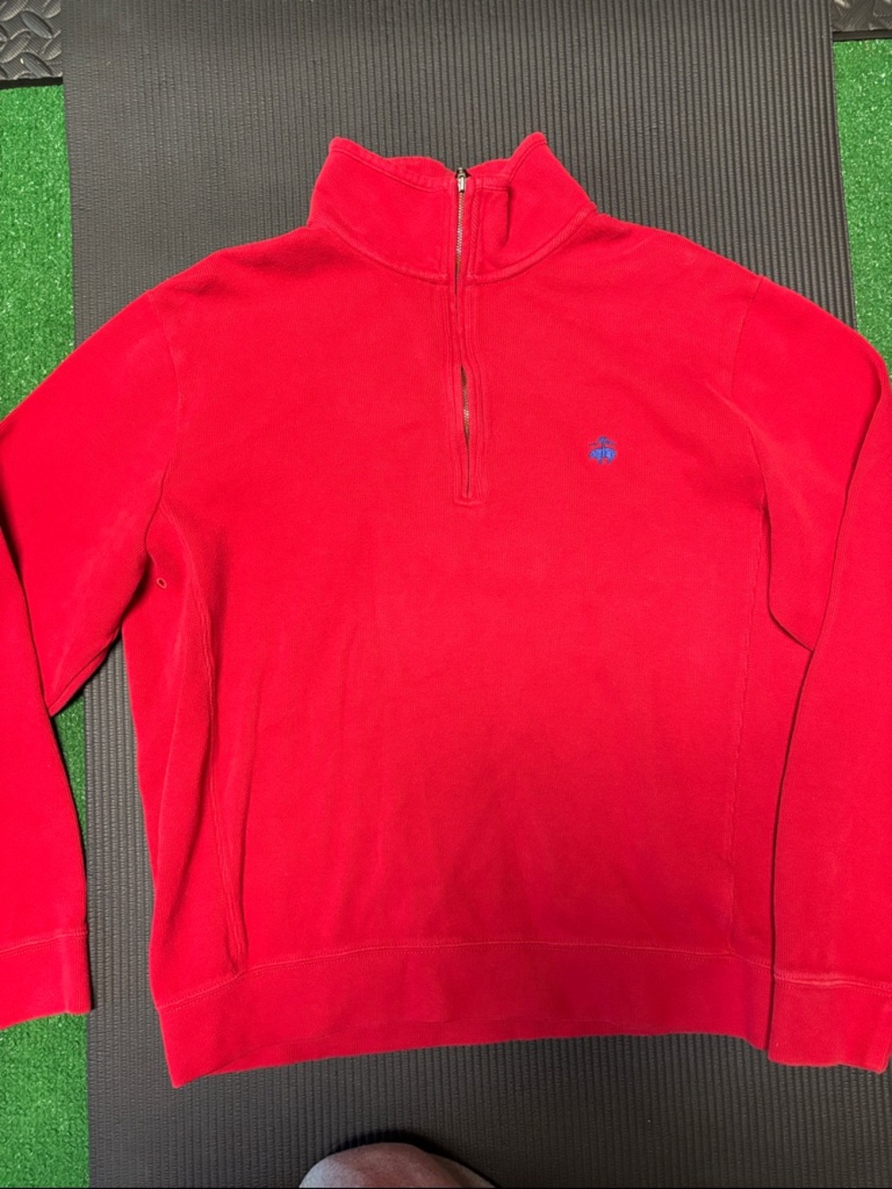 Brooks Brothers Men's Red Quarter-Zip Collared Sweater